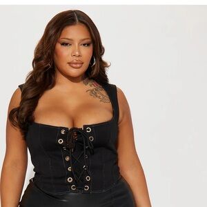 Lace Me Up Corset Top - Black